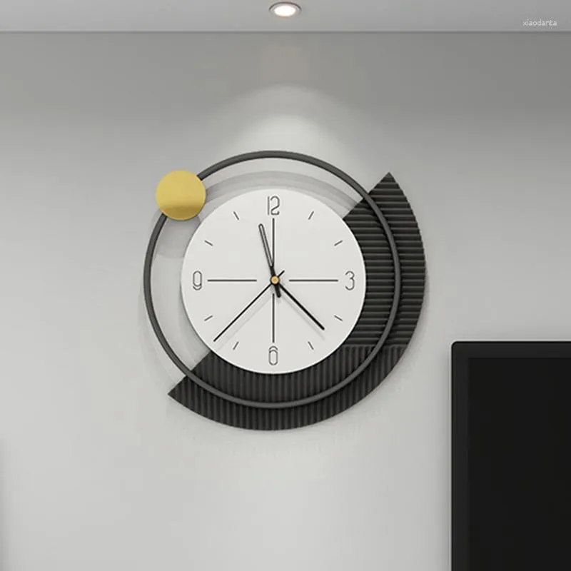 Zegarki ścienne luksusowe cyfrowe zegar kuchenny metalowy nordycki okrągły mural kreatywny ciszy czarny horloge murale pokój hy50