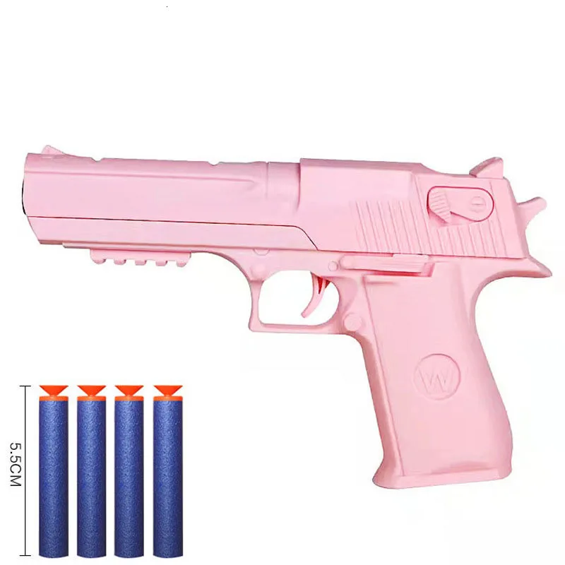 Sand Play Water Fun Desert Eagle Pistol Soft Bullet Manual Handgun Toy Foam Dart Blaster Modelo de disparo para niños, niñas, niños, juegos al aire libre 230719