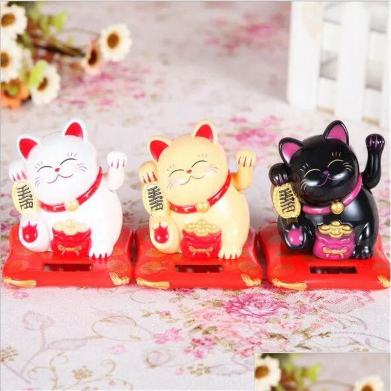 Andra konst och hantverk som skakar hand Lucky Cat Counter Decoration Waving Oranment Home Office Shop Decor Wealth Fortune Feng Shui Gif Dhrv8