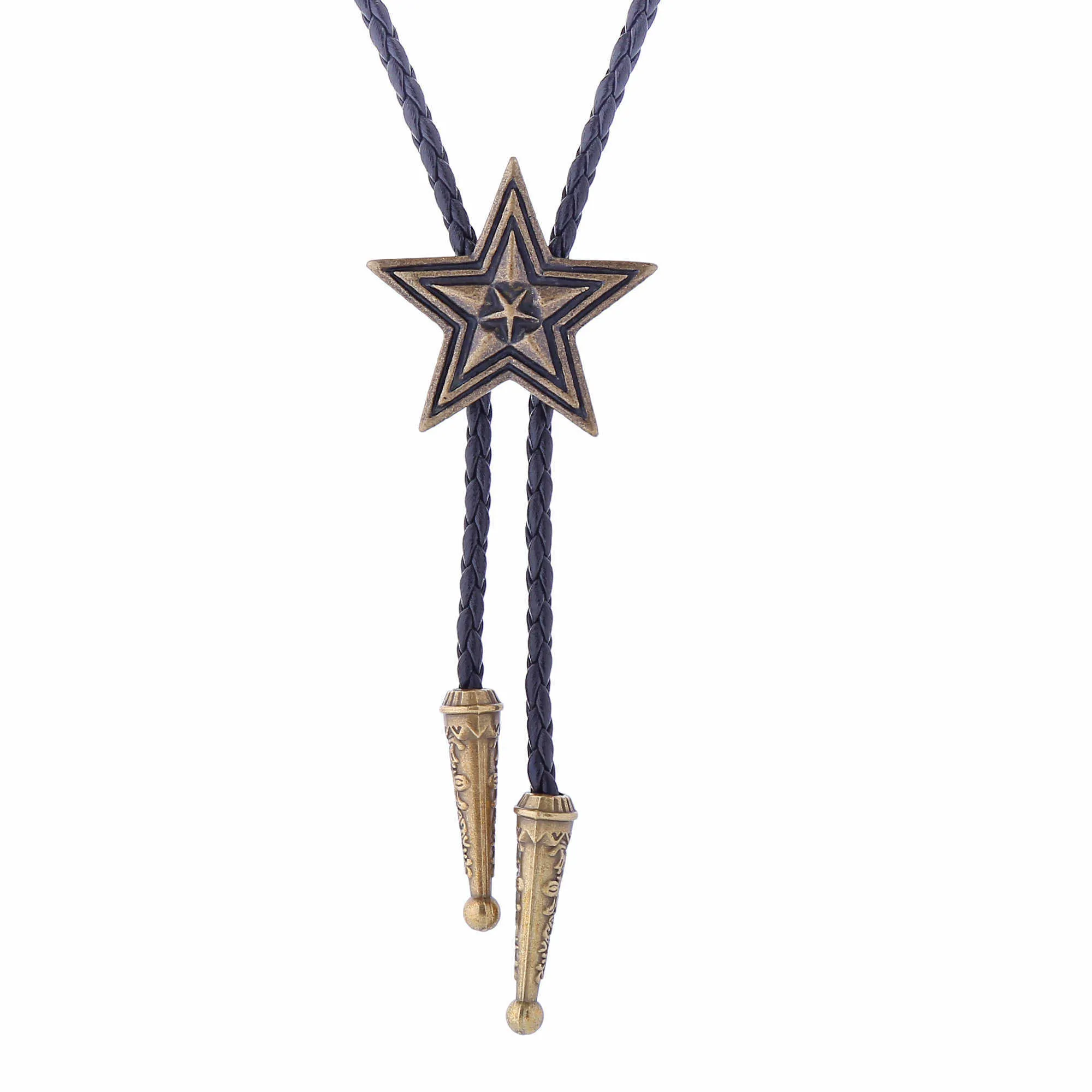 Bolo-Krawatten Bolo-Krawatte New Pentagram Retro-Hemdkette großer Sternkragen Halsketten lange Krawatten Anhänger HKD230720