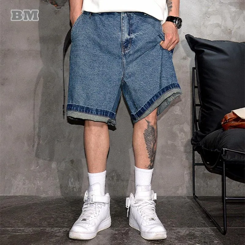Jeans pour hommes été japonais Streetwear à la mode Jorts hommes vêtements Harajuku décontracté Denim Cargo Shorts mode coréenne Vintage bleu mâle