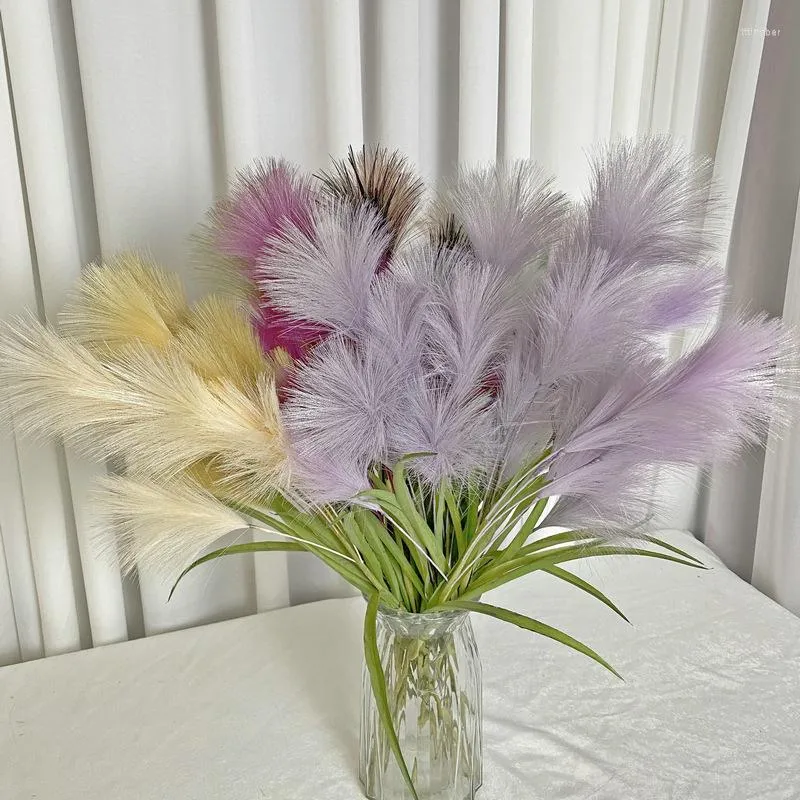 Kwiaty dekoracyjne sztuczna zielona roślina trawa symulacja pióra trzcina ślub sztuczne domowe dekoracja salonu rośliny białe włosy kolce