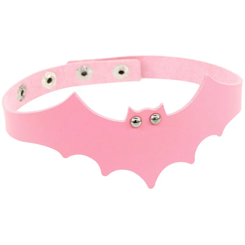 Ny bat pu läder choker halloween sexig halsband kvinnor män handgjorda choker halsband smycken gåva