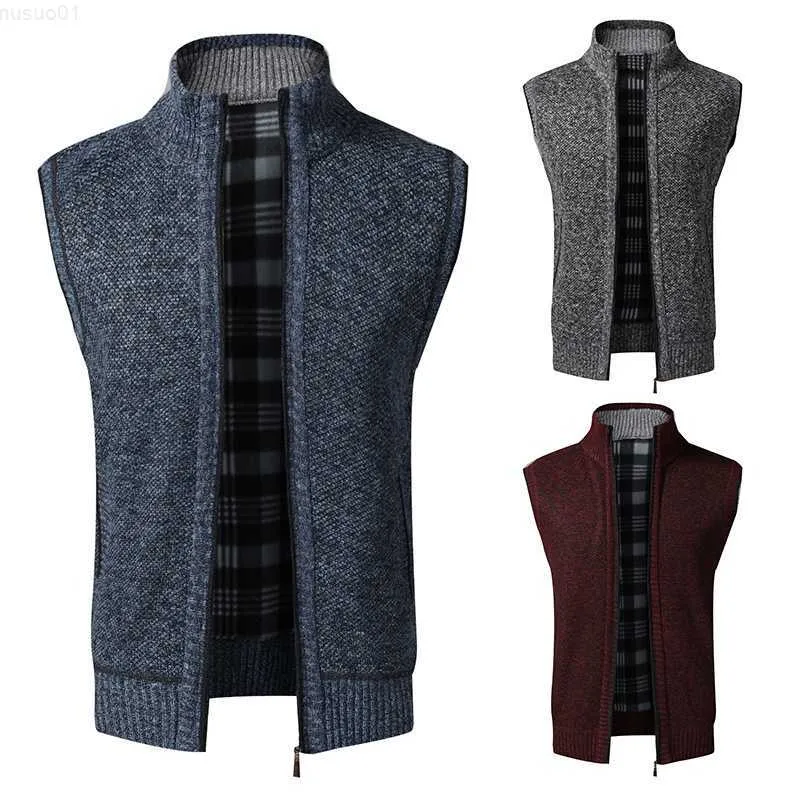 Men's Sweaters Man Vest Cardigan Sleeveless Sweater Autumn Winter New Men's Clothing Fashion Thermal Knitwear Black Turtleneck Zipper Jacket L230719