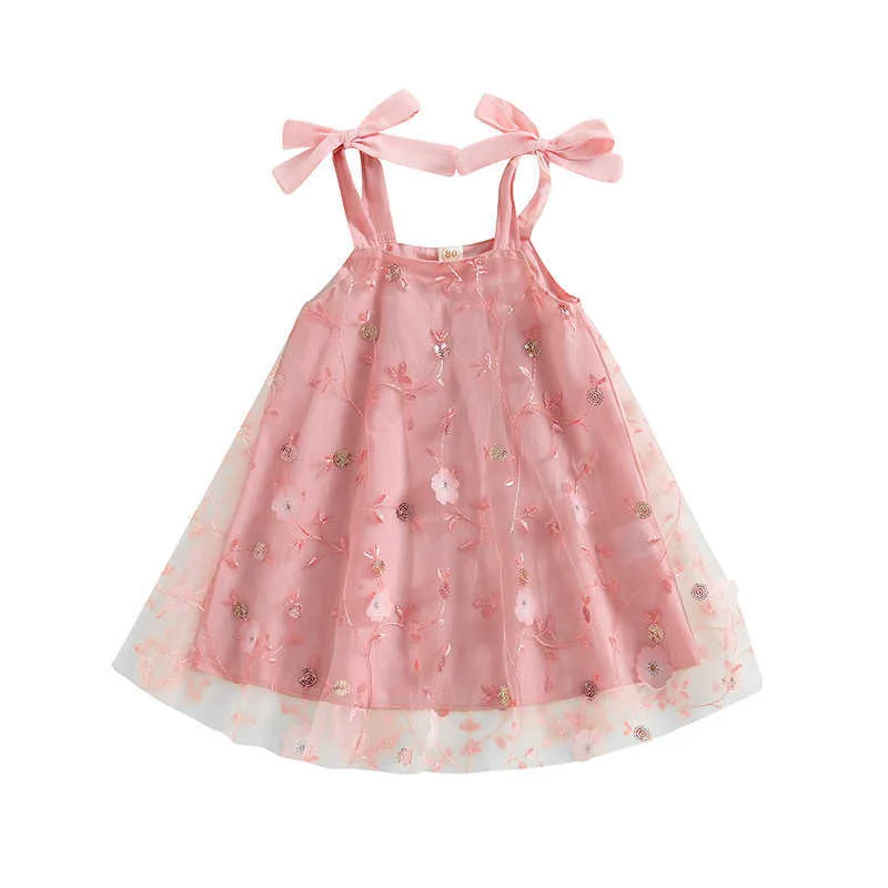 Girl's Dresses ma baby 6M-4Y Infant Toddler Kid Baby Girl Dress Sleeveless Bow Tulle Floral Embroidery Party Birthday Dresses For Girl