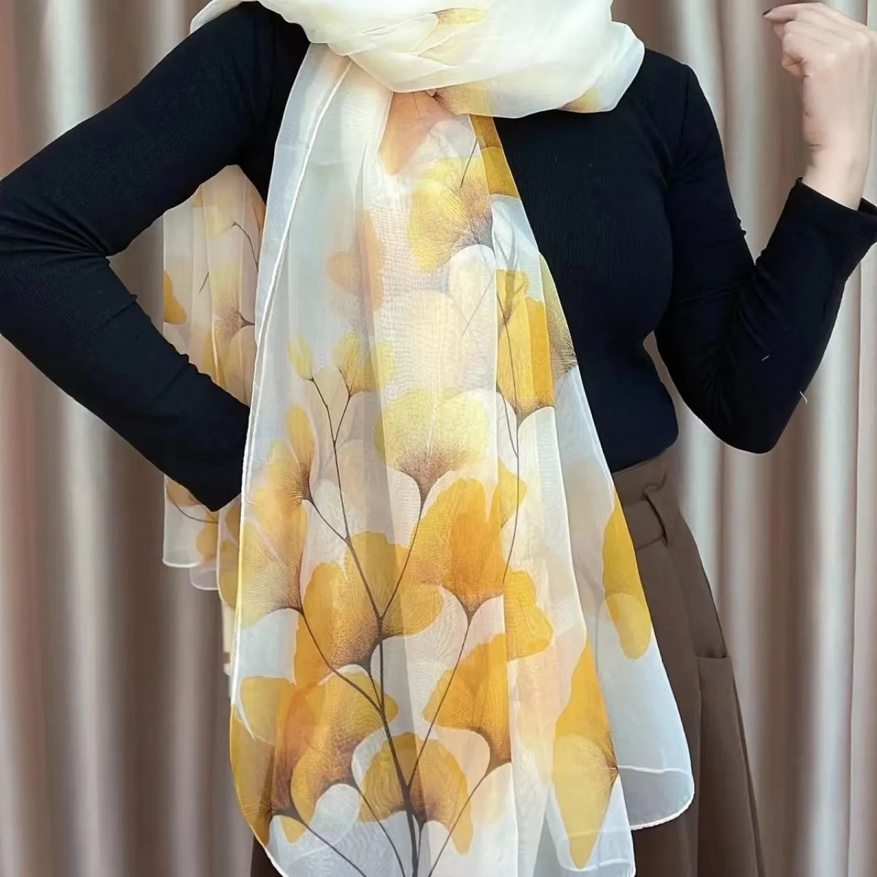 Саронгс роскошный шелковый шарф -шарф хиджаб женщины мягкие теплые пашмины.