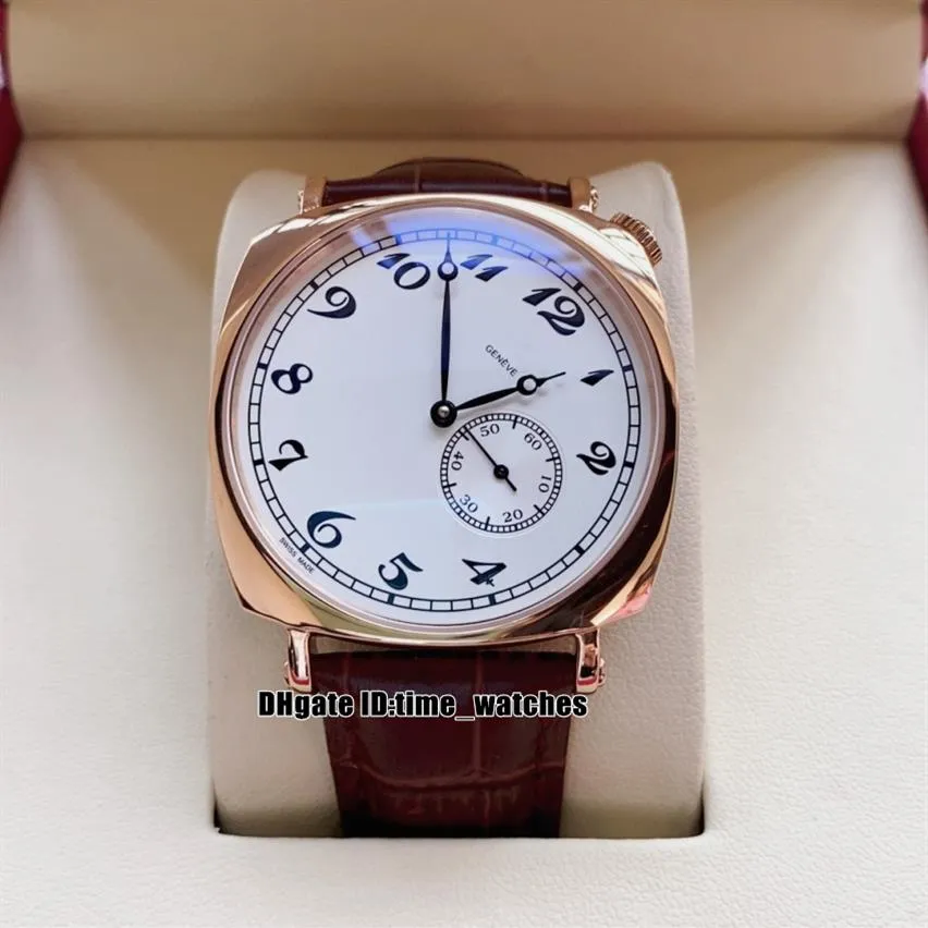 Nya 40mm Historiques American 1921 Automatisk herrklocka 82035 000R-9359 Rose Gold Case White Dial Brown Leather Strap High Quality280y