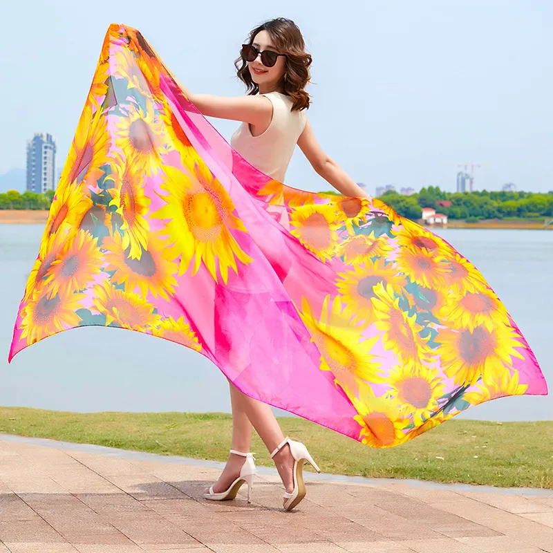 Sarongs Women Outdoor Sunscreen Shawl Wrap Oversize Silkly Scarf Muffler Scarf Soft Bandanna Foulard Female Beach 140*195Cm Summer Pareo 230718