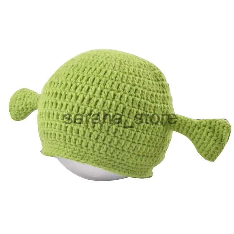 Beanie/Skull Caps Unisex Balaclava Monster Shrek Wool Winter Knitted Hats Green Party Funny Cap J230719