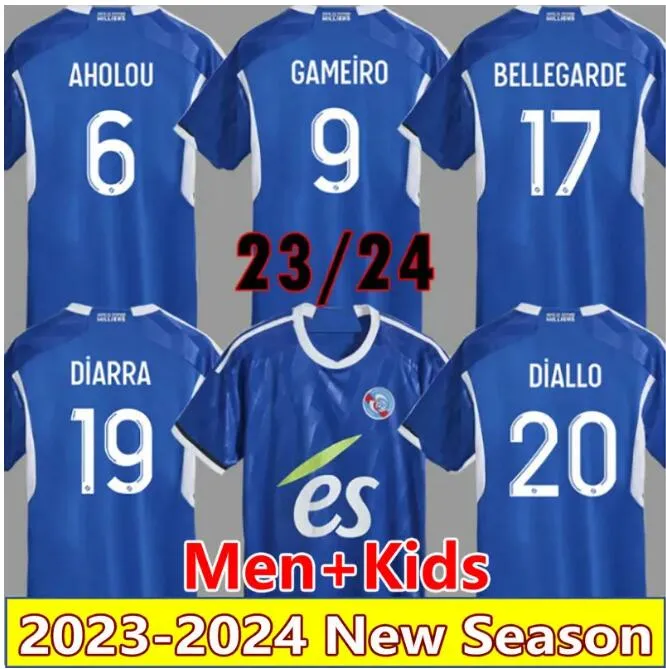 23 24 RC Strasbourg Alsace Soccer Jerseys Sylla Gameiro SANSON Maillot de pied Lienard DIARRA Accueil 2023 Diallo BELLEGARDE AHOLOU Maillot de football Hommes Enfants