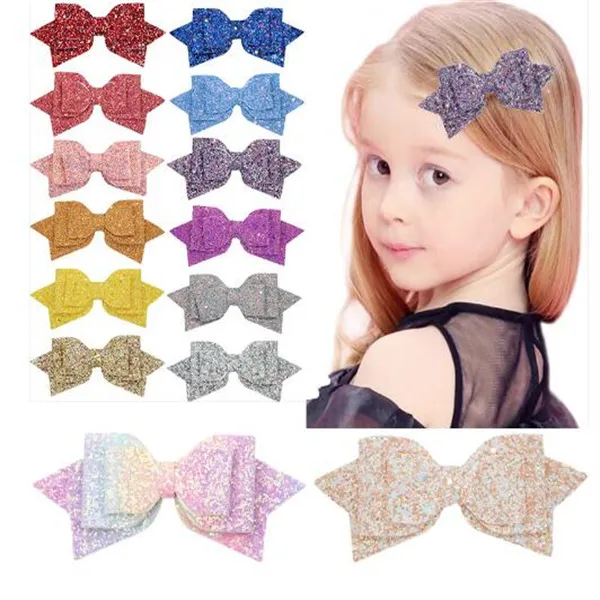 Sequin Bow Hair Clips Glitter Hairpins for Girls Children Fashion Headwear Adult Kawaii Hair Accessories Hairdress GC2212