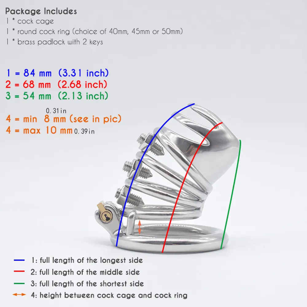 Chastity Cage Spiked Cock Lock Metal Penis Rings Screw BDSM Sex Toys Stainless Steel Male Bondage Devices Belt for Men