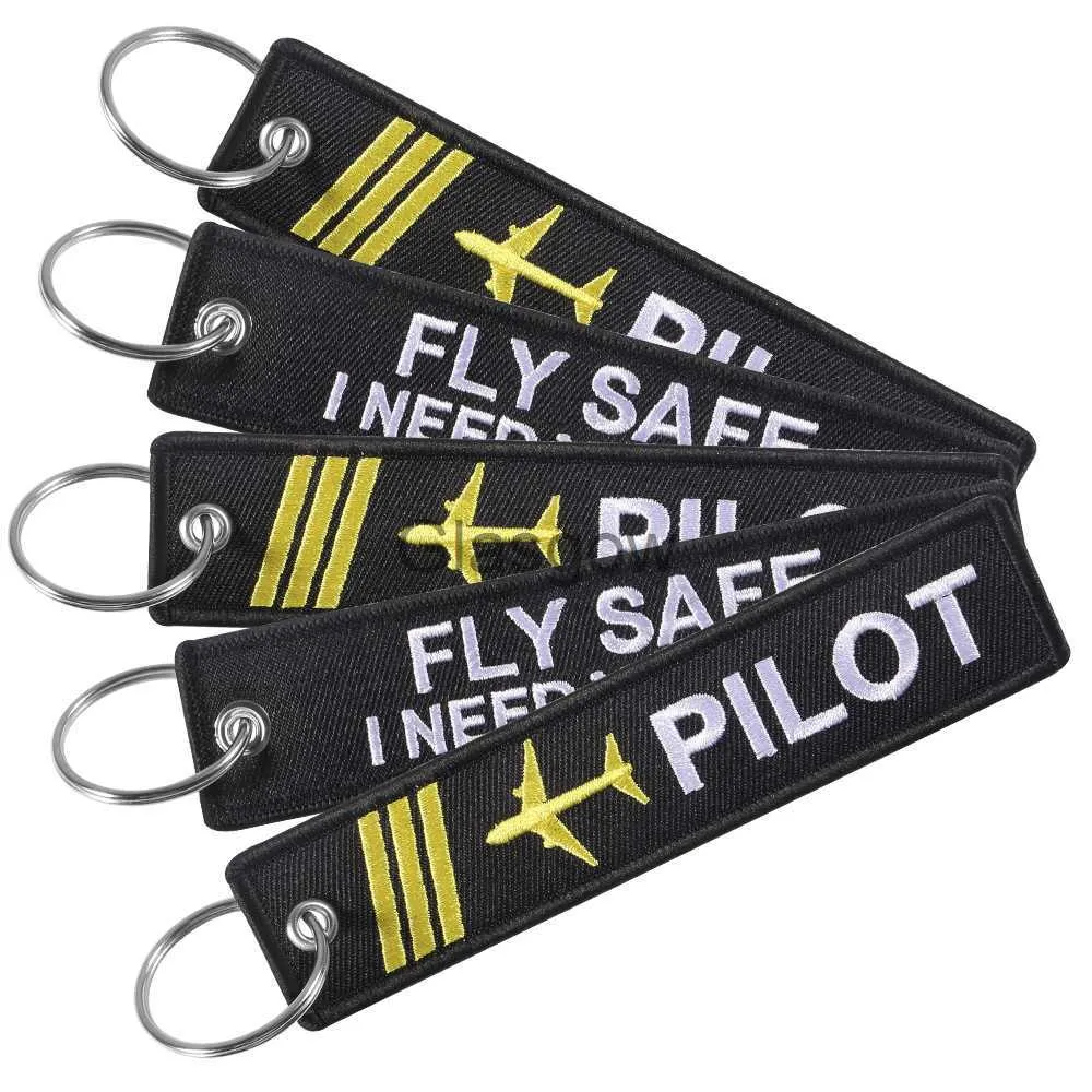 Clé de voiture 5 pièces noir avion pilote porte-clés mode voiture porte-clés porte-clés pour motos broderie porte-clés bijoux pour cadeau de noël x0718