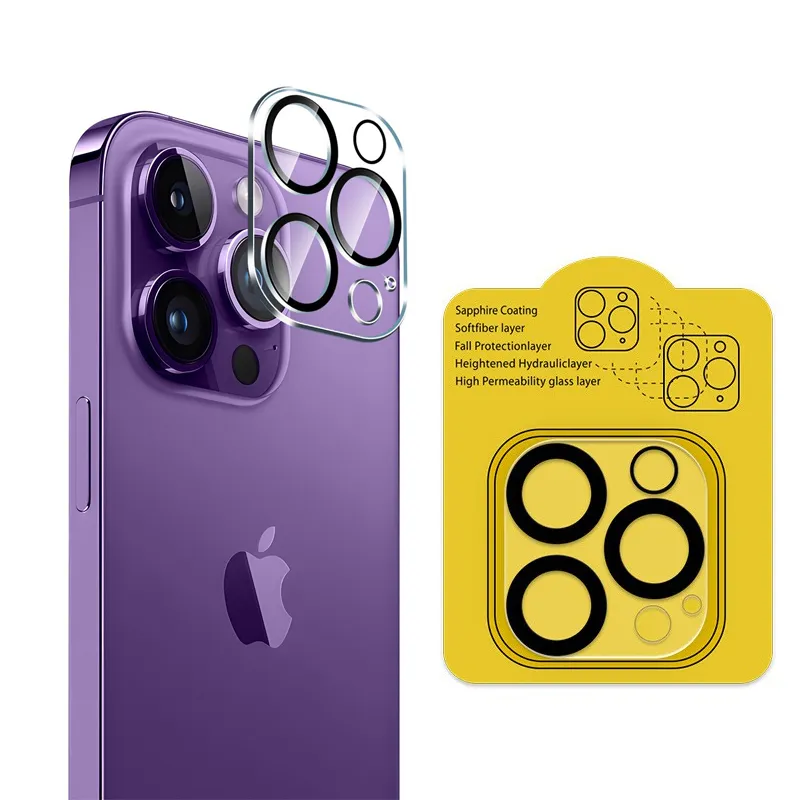 Kameralinsskydd härdad glasfilm för iPhone 14 13 12 Pro Max Plus Mini Samsung S23+ Google Pixel 8 7 6 med detaljhandelspaket