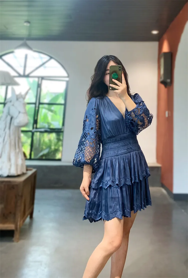 lace flutter sleeve dress Romantic Allure Flutter Sleeve A-Line Lace Mini Dress main image 0