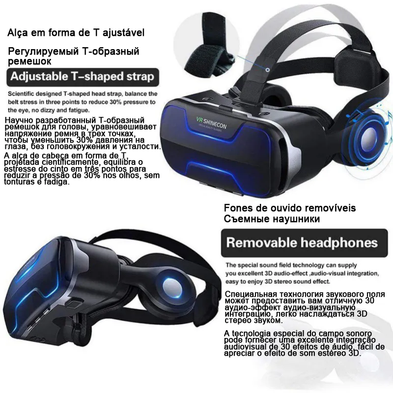 Casque VR Pour Smartphone - Lunettes Réalité Virtuelle 3D, Légères, Réglables, Avec Télécommande Optionnelle - Pour Jeux, Films 360°