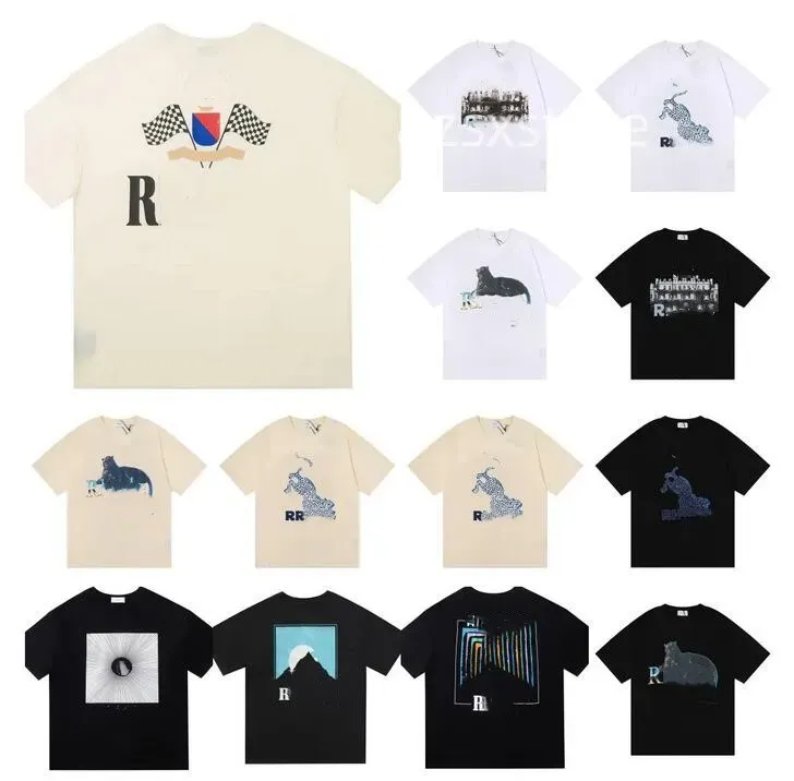 Rhudes Mens T 셔츠 디자이너 남성 여성 셔츠 패션 Tshirt 편지 캐주얼 여름 짧은 슬리브 티 여성 의류