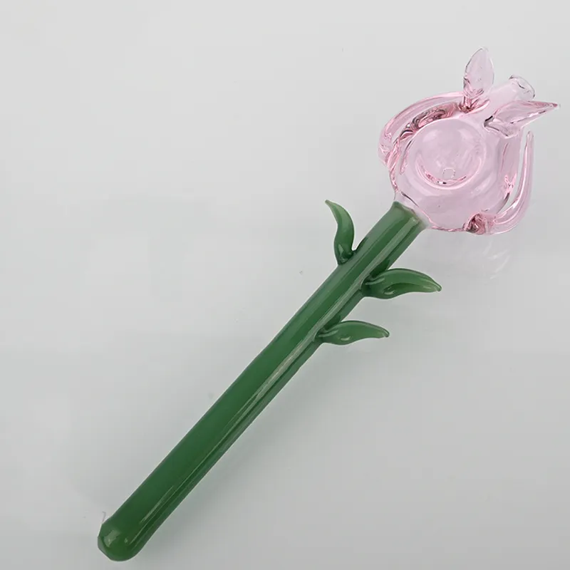 Pipas para fumar Pipa de vidrio rosa Pipa de mano Forma de flor de rosa Nuevas pipas de tabaco Accesorios de regalo al por mayor
