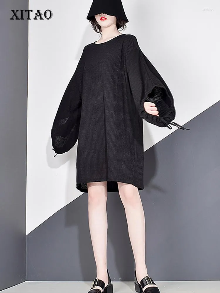 Sukienki swobodne Xitao Pullover Bow Mini sukienki 2023 Autumn Trendy Style mody O KLARC LANTERN TRANICE ELEGANT GCC2009