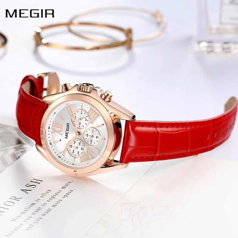 Wristwatches MEGIR Women Watch Chronograph Quartz Waterproof Wristwatch Fashion Casual Watches Date Clock