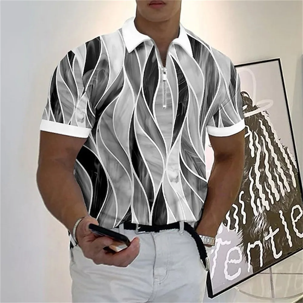 Herrpolos herredragare Polo Shirt Men's 3D Printing Short Sleeve Shirt Men's Casual Clothing Large Polo Neck Top Fashion T-Shirt 230718