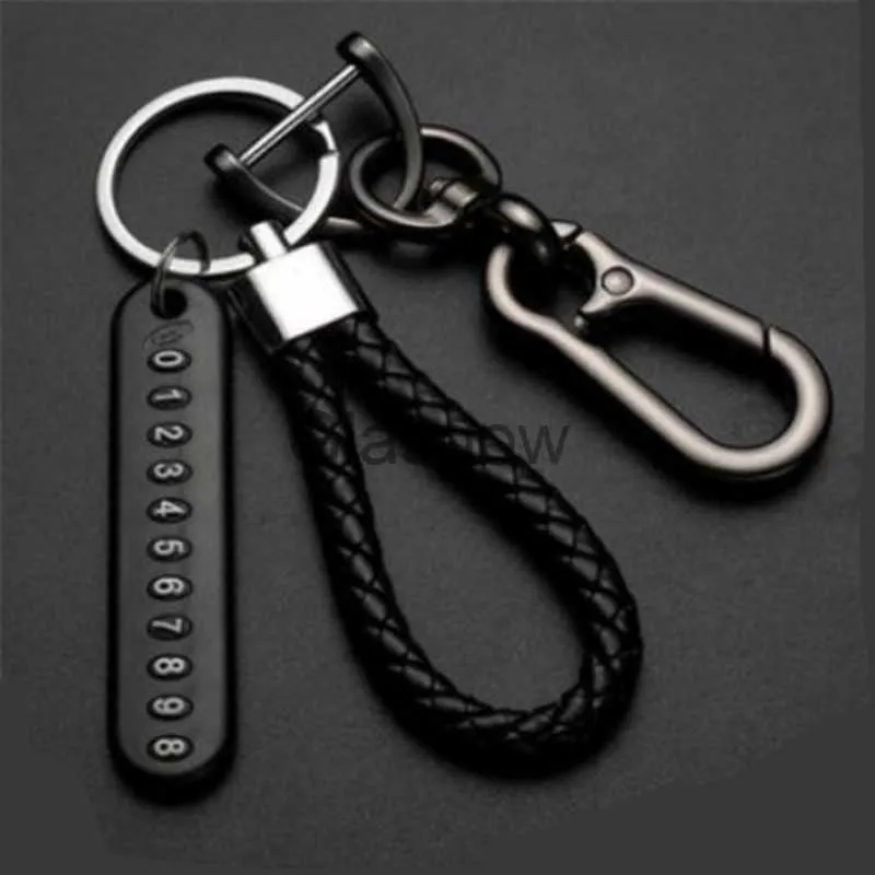 Bilnyckel Antilost Car Keychain Telefonnummer Kort Keyring Leather Bradied Rope Auto Vehicle Key Chain Holder Accessories Present till make X0718 X0721 X0721