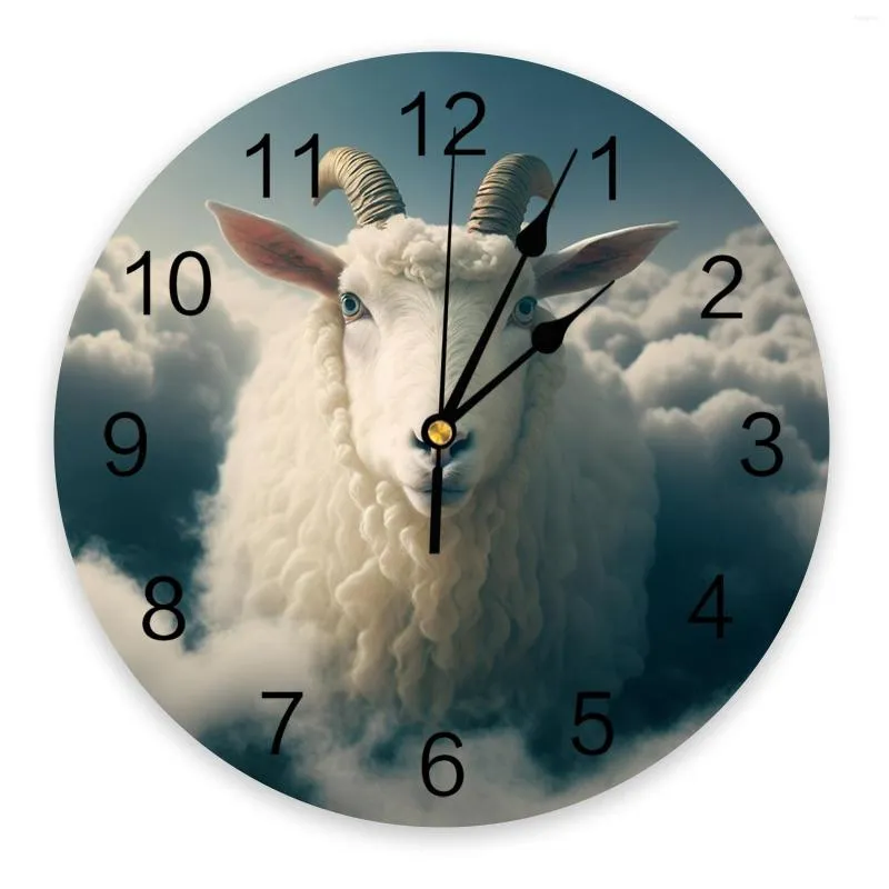 Wall Clocks Sheep Sky White Clouds Clock Modern Design Living Room Decoration Kitchen Silent Home Decor