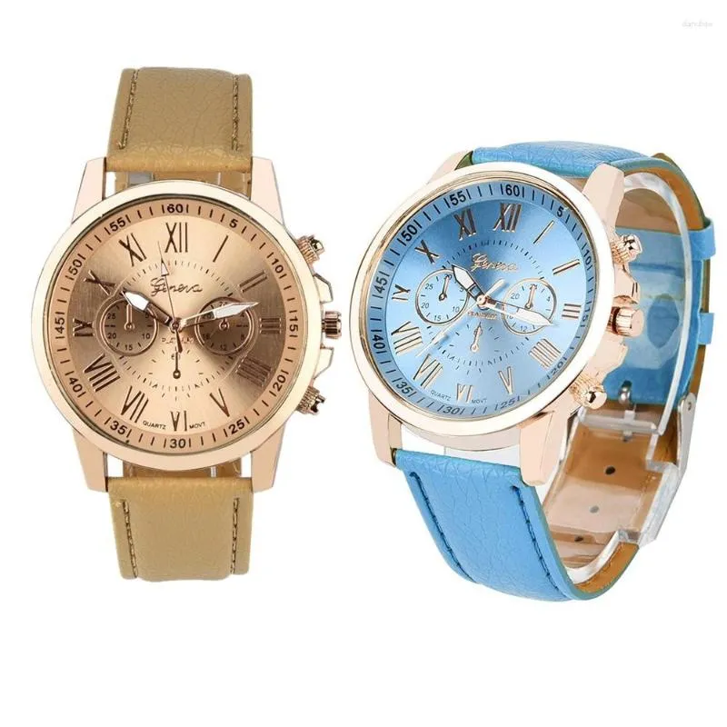 Wristwatches Women'S Roman Numerals Faux Leather Analog Quartz Watch Casual Outdoor Clock Business