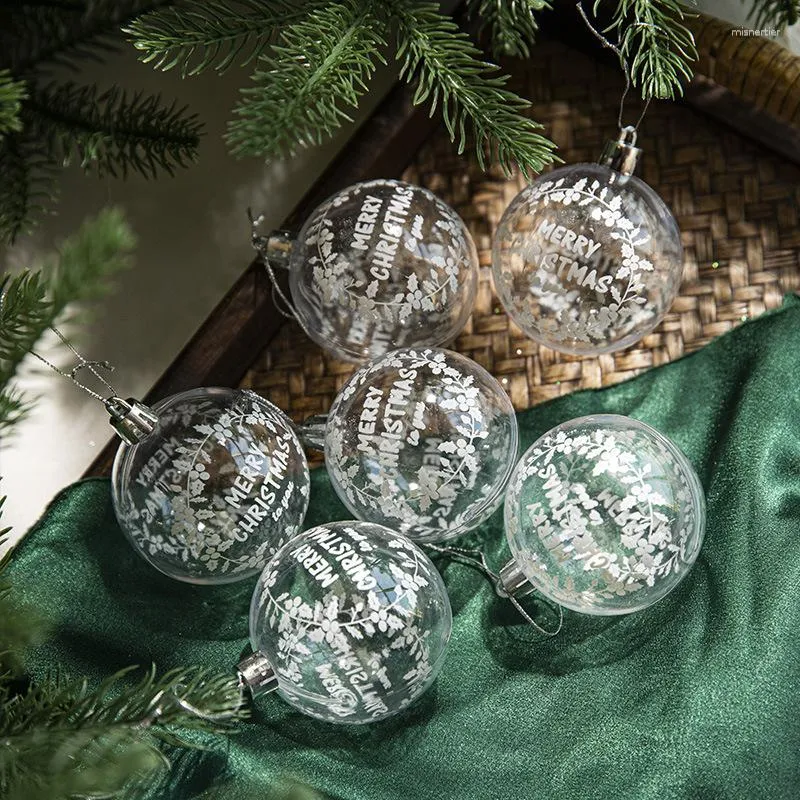 パーティーデコレーション6PCS塗装されたアクリルの木の装飾を備えた透明なクリスマスボールボックス6cm