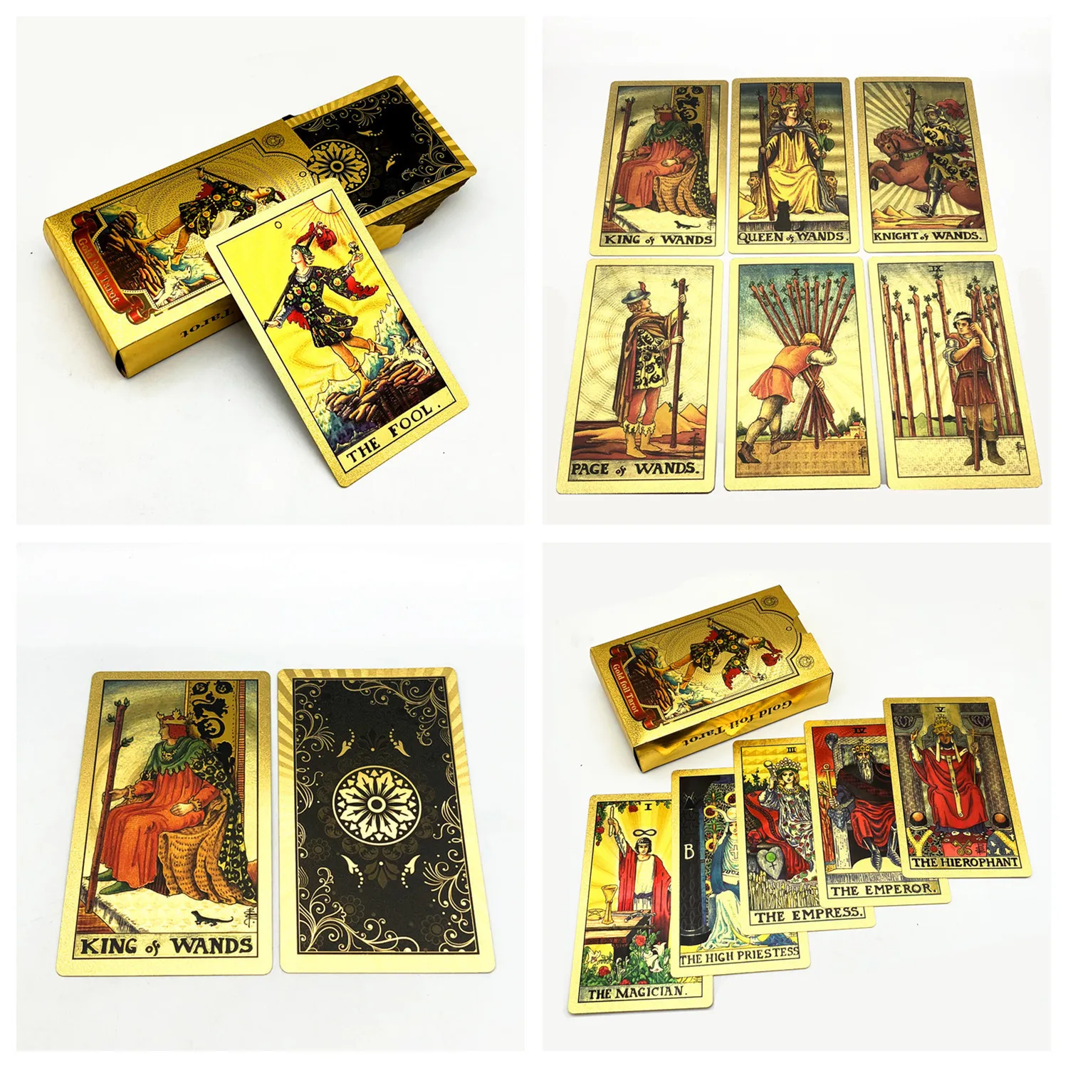 Waterproof Tarot Deck - Plastic Rider Waite Gold & Black Cards with ...