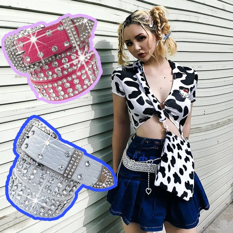 Cravates Y2K Freak Rock Ceinture Réglable Diamant Rétro Egirl 90S Année Esthétique Amour Taille Chaîne Femme 230718