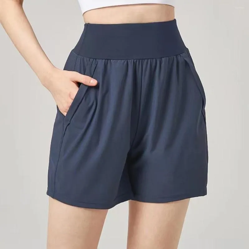 Short de Course Femme Couleur Unie Fitness Avec Poches Doux Pantalon Confortable Pour Cyclisme Natation Séchage rapide