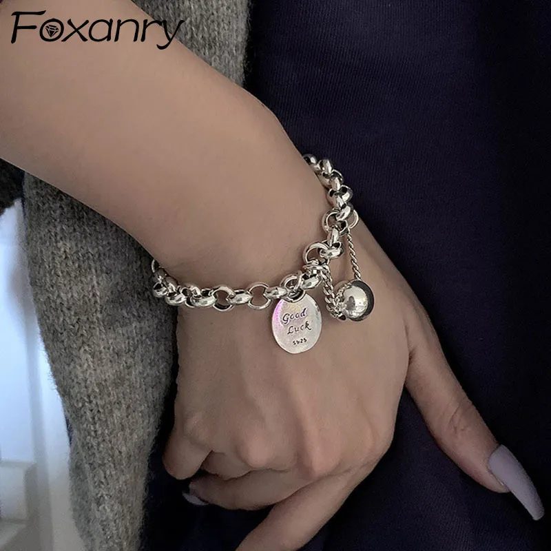 Bangle Foxanry Stamp Bracciale Moda Rock Hip Hop Vintage Creativo Buona fortuna Catena spessa Nappa Perline Gioielli per feste Regali 230719