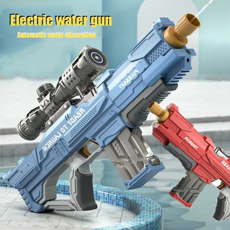 Sand Play Water Fun Gun Electric Toy Automatisk sug Kontinuerligt hår Childrens Summer Water Toys 230718