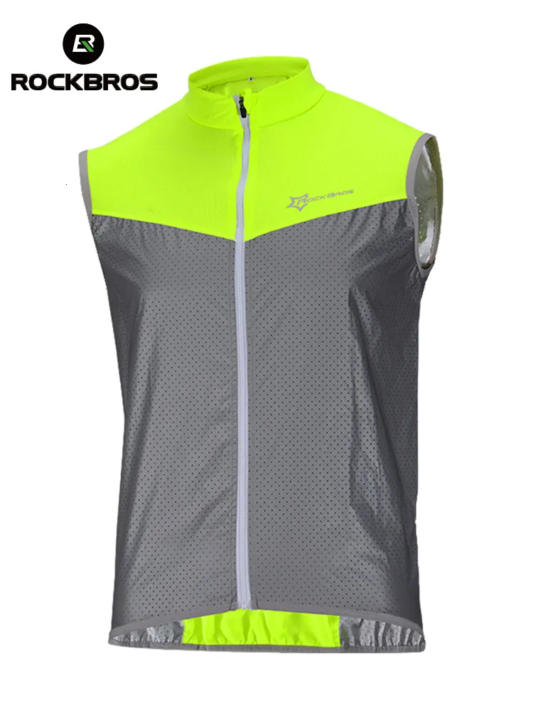 Cycling Shirts Tops ROCKBROS Cycling Vests Reflective Safety Vest Bicycle Sportswear Outdoor Running Breathable Jersey For Men Women Bike Wind Coat 230718