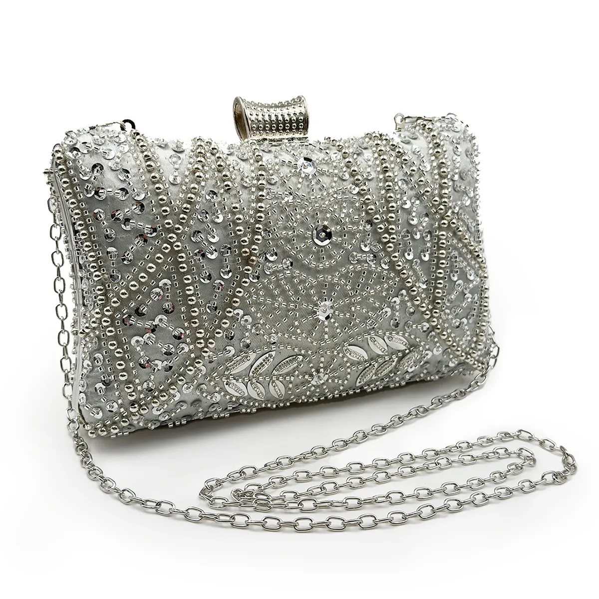 Kvällspåsar DG Peafowl Frame Womens Formella silverbollplånbok och handväska Bridal Sequins Clutch Bag Cocktail Party 230719