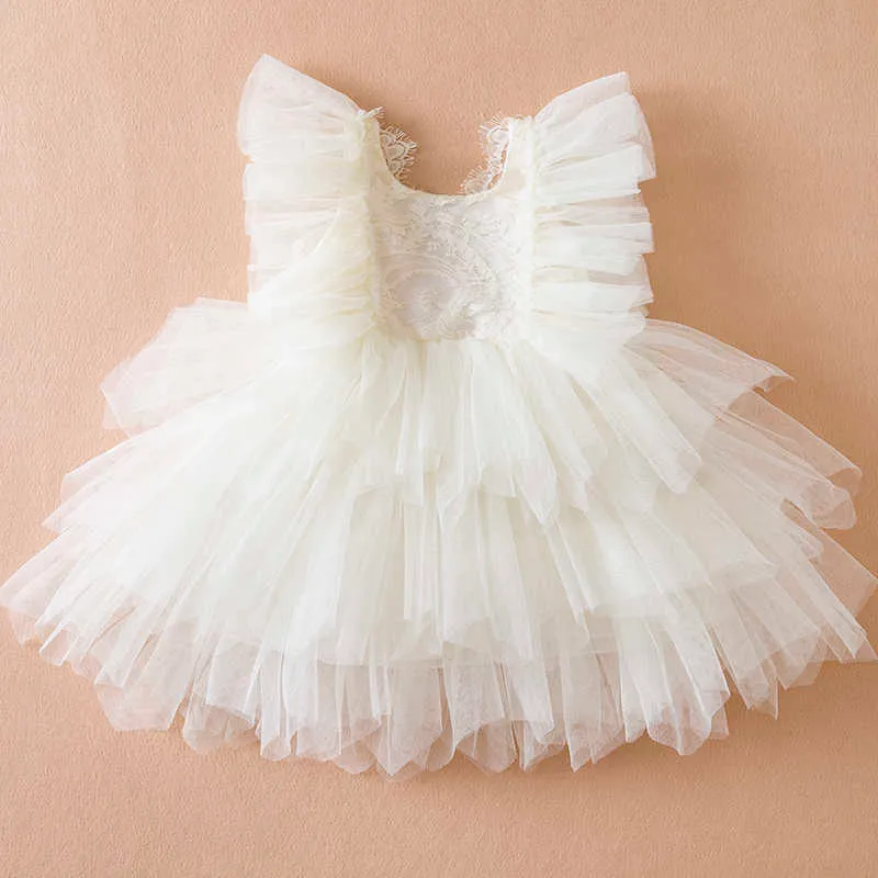 Девичьи платья 2023 Новые детские платья принцессы для девочек летние детские кружевные платье детское свадебное платье для бала для бала цветочные девочки белое платье R230719