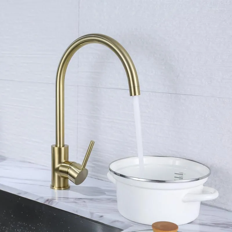Kitchen Faucets Carnival Shopping Festival Promotion Brushed Gold Faucet Lead-free 304 Stainless Steel Cold Water Sink Tap