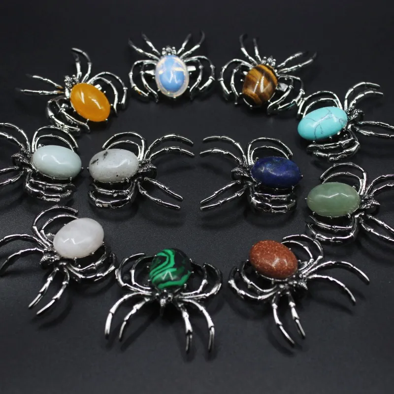 Natuurlijke Rozenkwarts Steen Spider Vorm Hanger Dual Gebruik Insect Broche voor Sieraden Maken Gratis Verzending