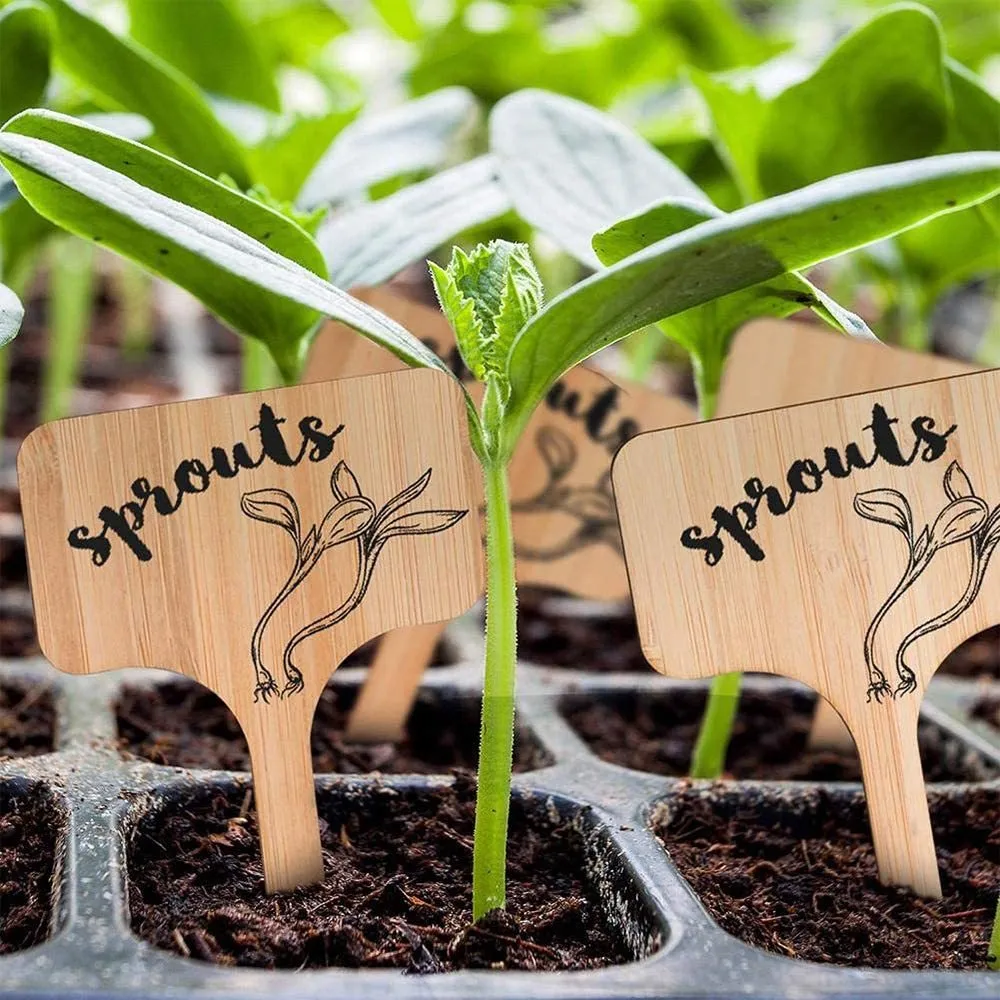 10pcs-set Bamboo Plant Labels Eco-friendly Wooden Plant Sign Tags For Bonsai Seed Potted Herbs Flowers Tool Garden Sign