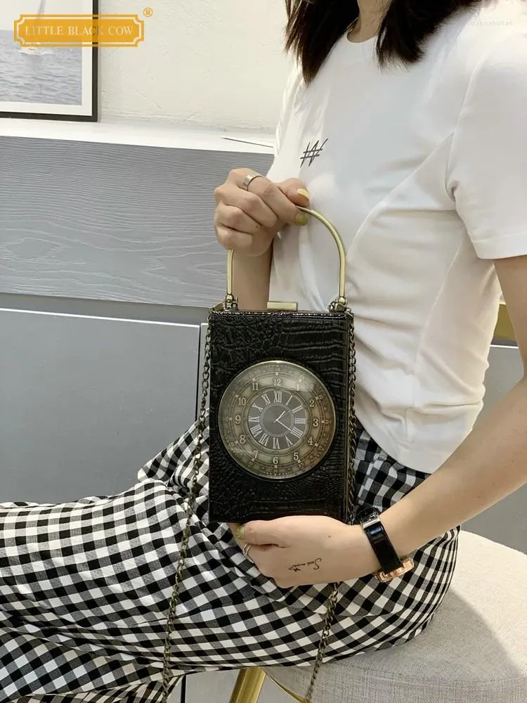 Borse da sera Mini borsa da orologio vintage da donna con patta verticale