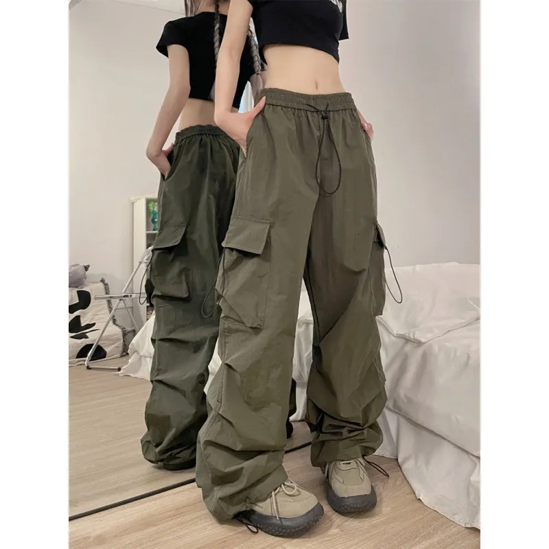 Kvinnor S Pants S American Retro Cargo Pant S Spring mångsidiga avslappnade rakt rör hängande Leggings Loose Wide Leg Ins 230718