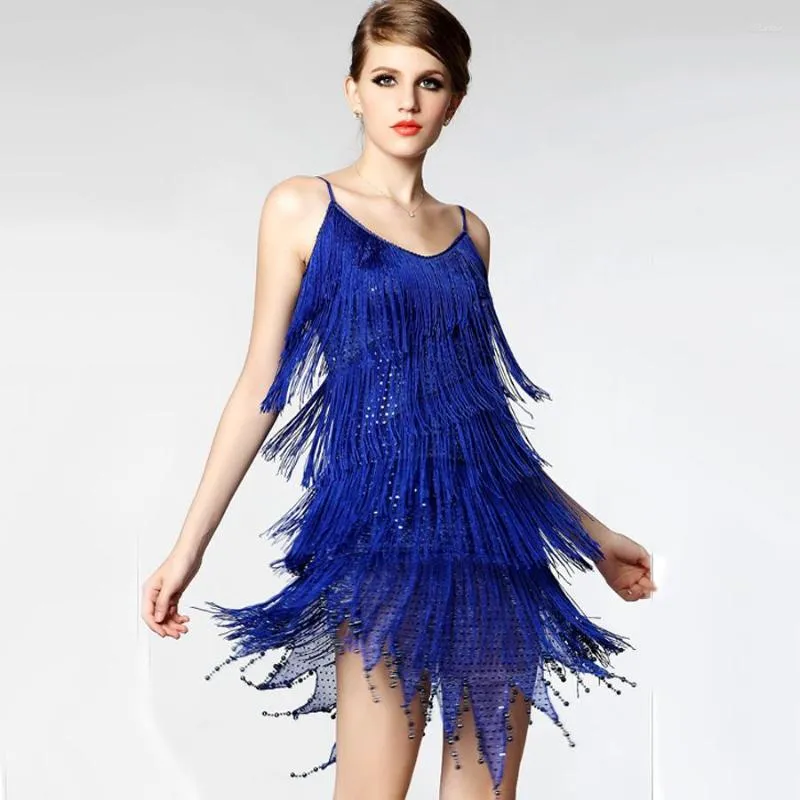 Stage Wear Roaring Finge Sequin Spaghetti Strap Twenties Great Gatsby Girls Style Party Dress Flapper Costumes For Ladies Women Female