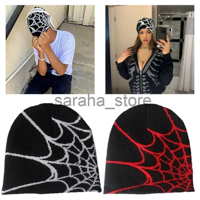 Gebreide Slouch Muts – Paarse Doodskop Print, Unisex, Warm Voor Winter