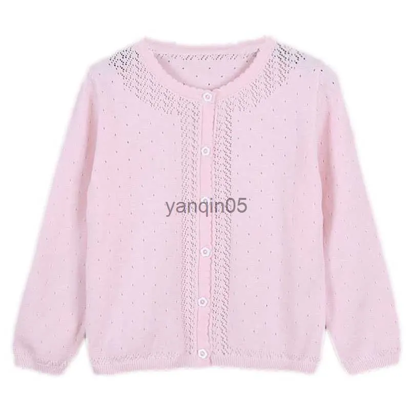 Pullover Single Breasted Girls Cardigan Sweater Spring Jacket Yellow Pink Girls Outerwear Kids Clothes For 1 2 3 4 Years Old 195126 HKD230719