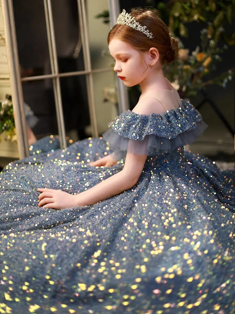 Shimmering Sequin Princess Evening Gown For Flower Girls Perfect For Parties And Special Occasions With Zipper Back From Lpdqlstudio 99.15 DHgate.Com