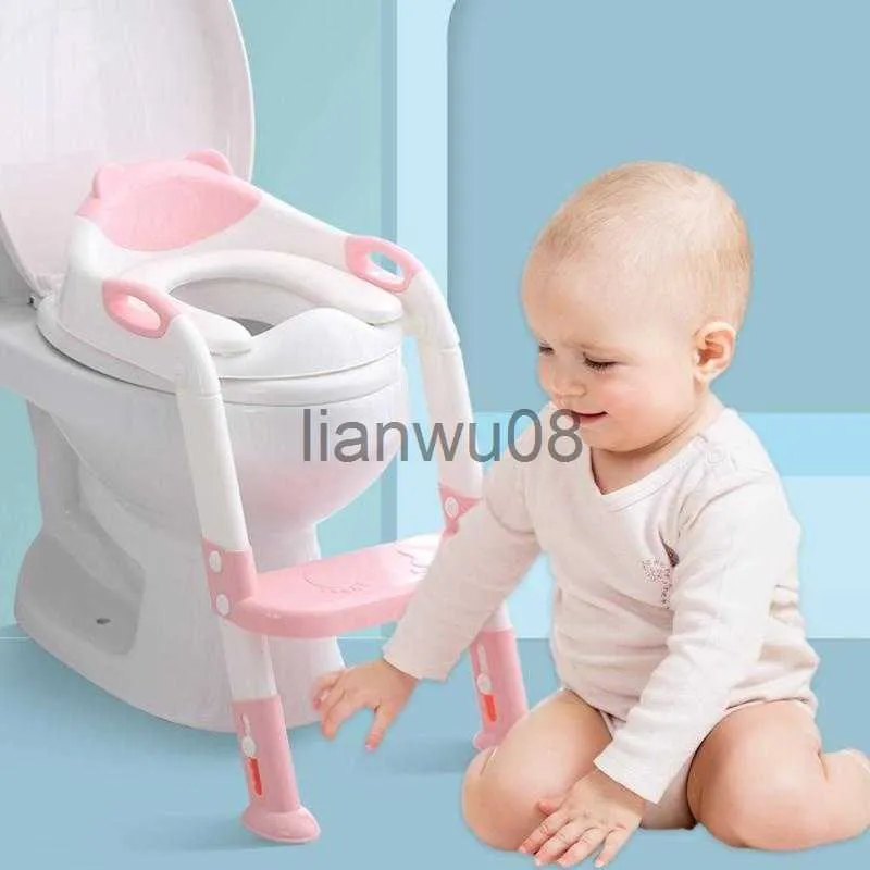 Potties Seats Folding Infant Potty Seat Urinal Backrest Training Chair With Step Stool Ladder Portable Baby Toddlers Safe Toilet Potties New x0719