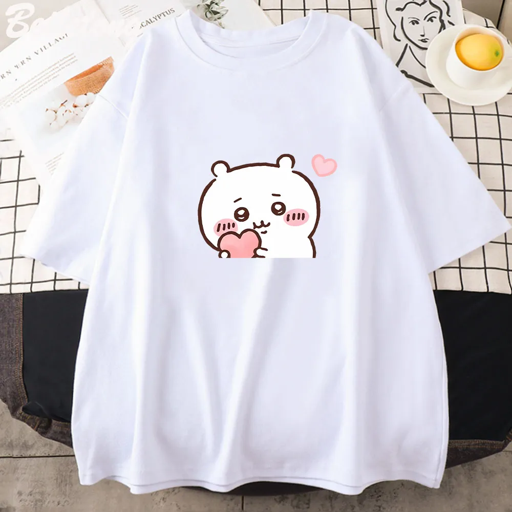 Anime Chiikawa Print T-shirts Japanse Manga Harajuku Mode O-hals Meisjes T-shirt Streetwear Casual Kawaii Vrouw Katoen Tees