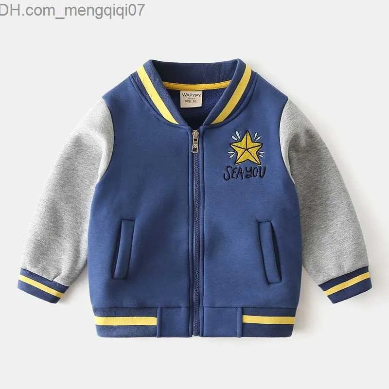 Coat 2023 Autumn Winter Children's Coat Embroidery Star Letter Zipper Baseball Uniform Patch Work Cotton Thick Children's Coat Z230719