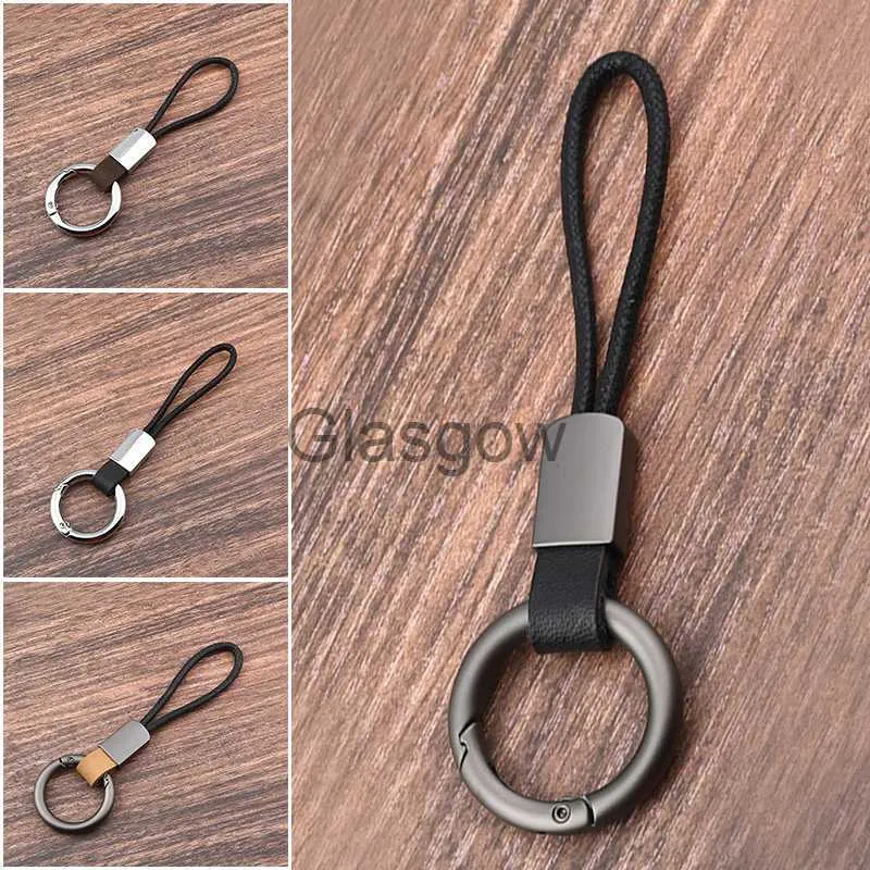 Autosleutel handgemaakte lederen auto sleutelhanger sleutelhouder echt leer koeienhuid touw sleutelhanger tas charme hanger accessoires autosleutel Llaveros cadeau x0718